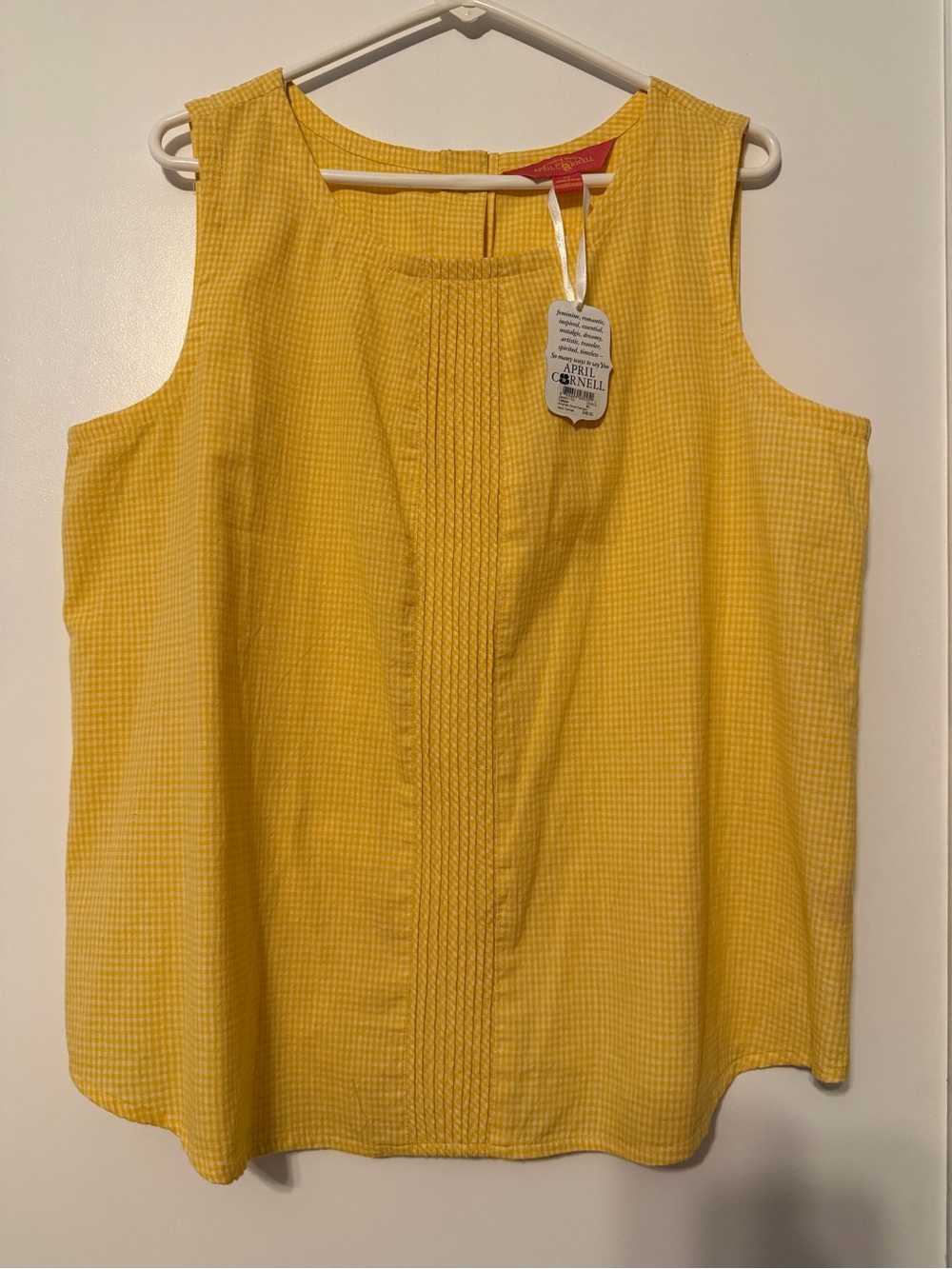 April Cornell Yellow Pintuck Sleeveless Camisole